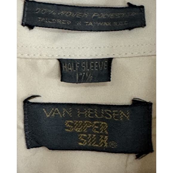 VTG Van Heusen Super Silk Men's Short Sleeve Casual Dress Shirt Neck 17 1/2 READ - Picture 5 of 10